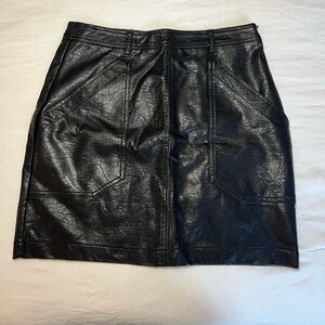 Leather black skirt faux